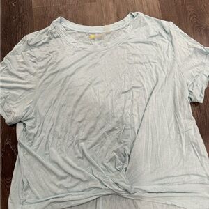 Zelle light blue Tie Front Short Sleeve Tee